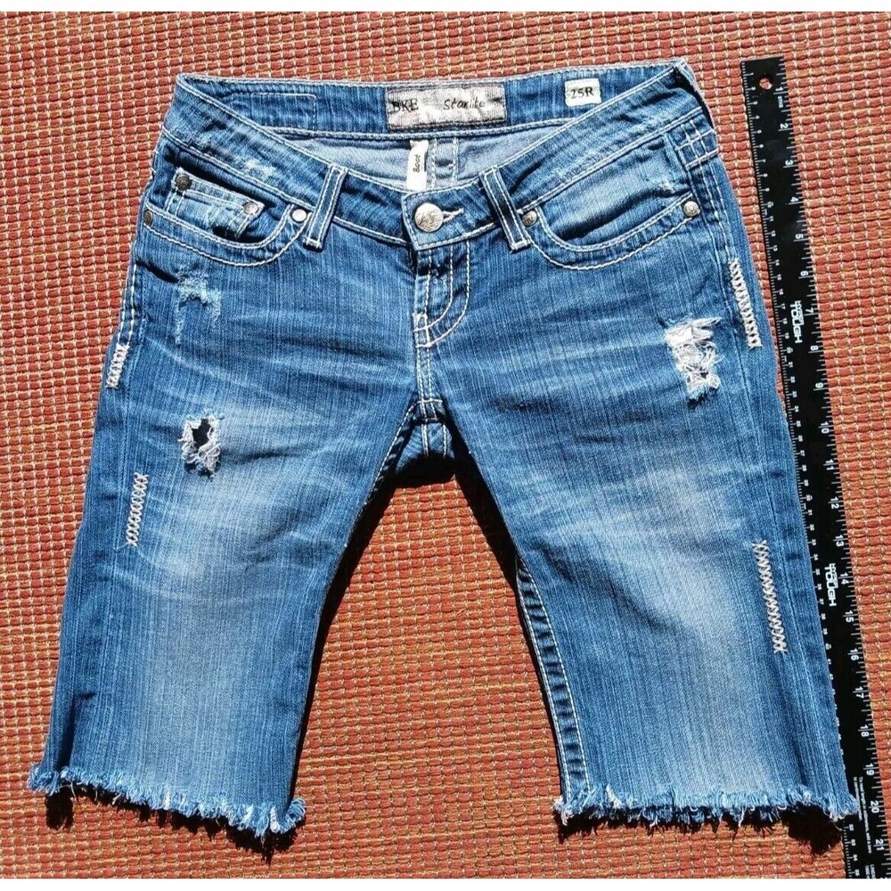 BKE Denim Shorts Starlite Women Girls Sz 25 R Cutoffs Fray Hem Distressed Jorts